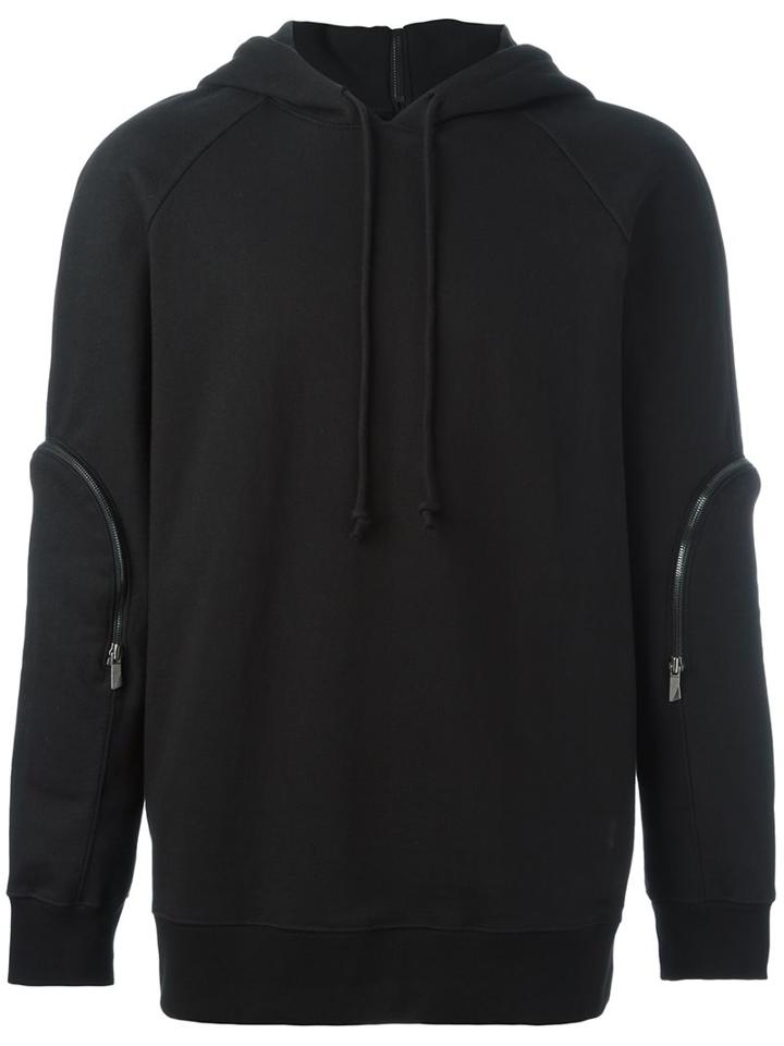 D.gnak Zip Detail Hoodie, Men's, Size: 48, Black, Cotton