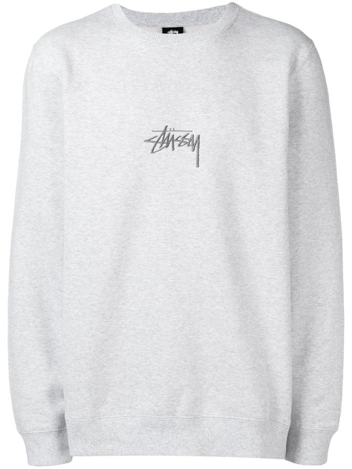 Stussy Stock Appliqué Crew Sweatshirt - Grey