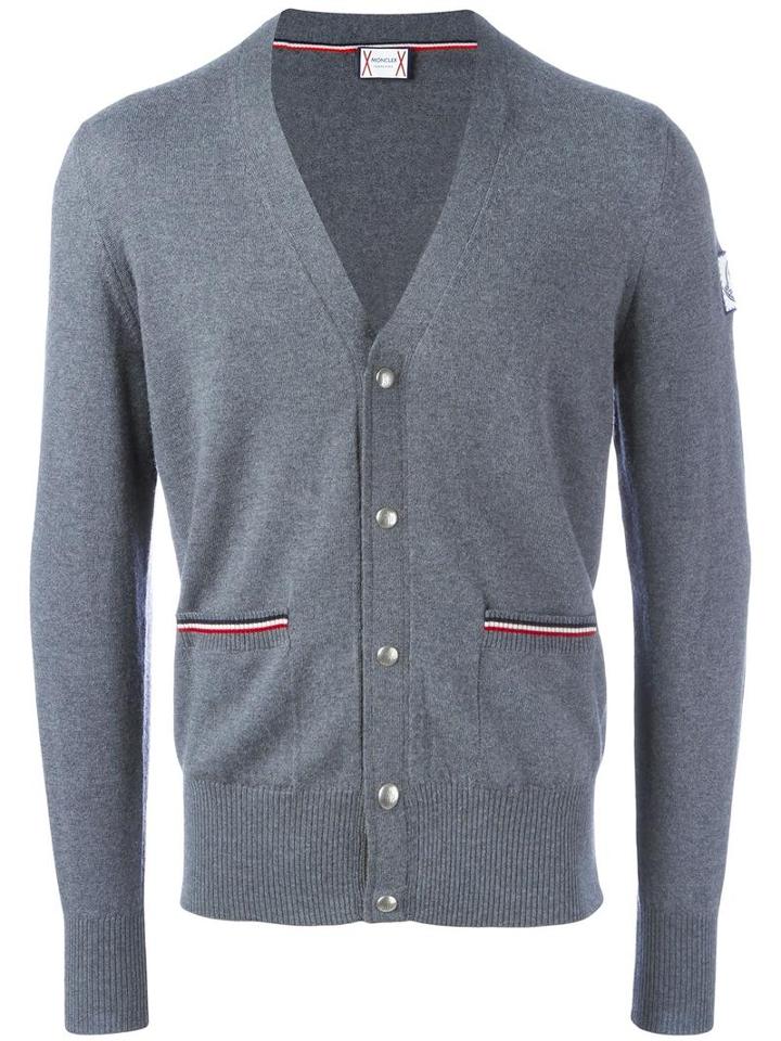 Moncler Gamme Bleu V-neck Cardigan, Men's, Size: Large, Grey, Virgin Wool