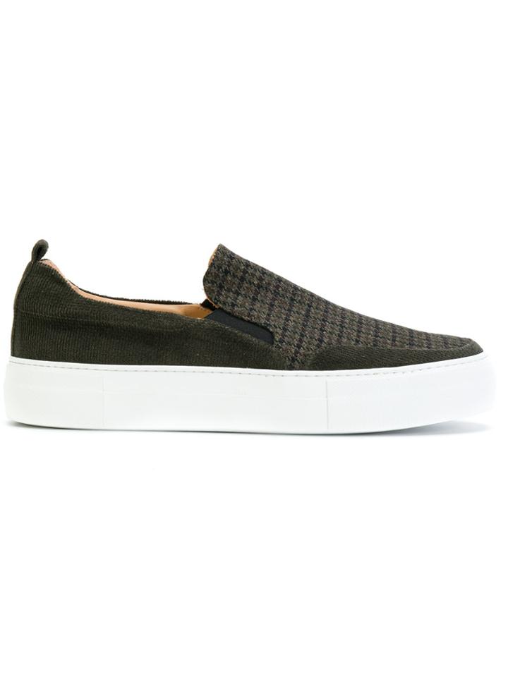 Lardini Checked Slip On Sneakers - Green