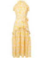 Borgo De Nor Floral Ruffle Maxi Dress - Yellow & Orange