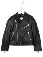 Philipp Plein Kids Butterfly Detail Biker Jacket, Girl's, Size: 10 Yrs, Black