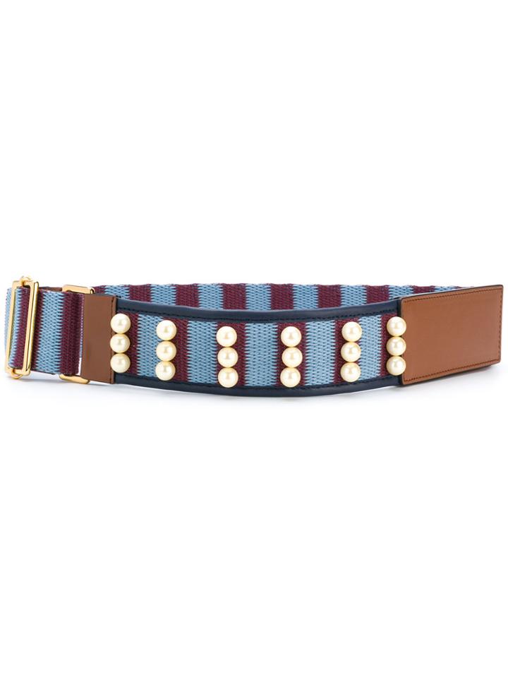 Marni Peal Embellished Webbed Belt - Multicolour