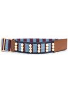 Marni Peal Embellished Webbed Belt - Multicolour