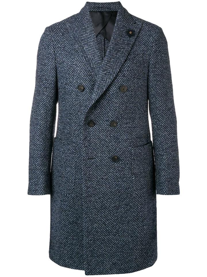 Lardini Classic Double-breasted Coat - Blue