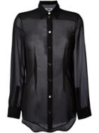 Mm6 Maison Margiela Sheer Shirt, Women's, Size: 42, Black, Polyester