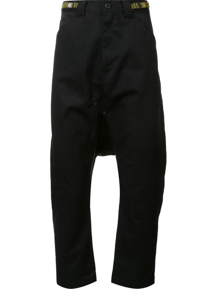 Ganryu Comme Des Garcons Cropped Trousers, Men's, Size: Large, Black, Cotton/polyester