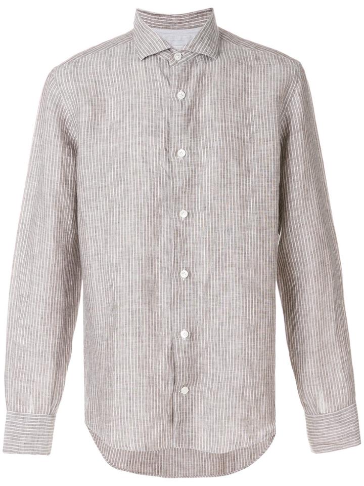 Eleventy Striped Fitted Shirt - Brown