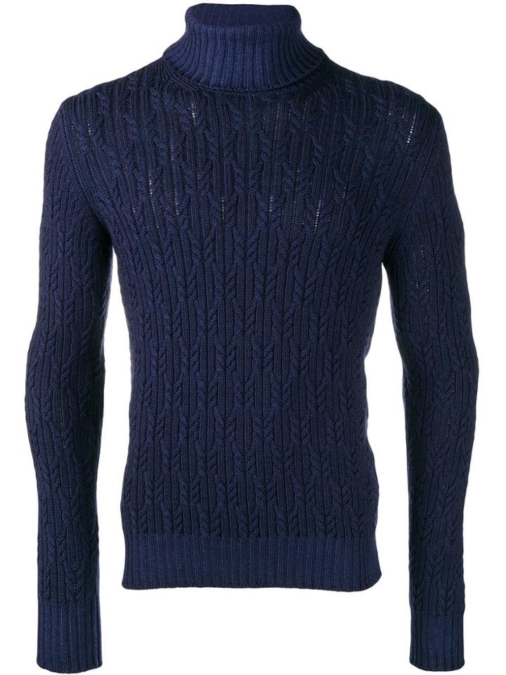Barba Roll Neck Sweater - Blue