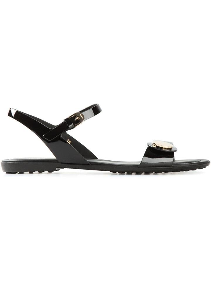Tod's Ridged Sole Flat Sandals - Black