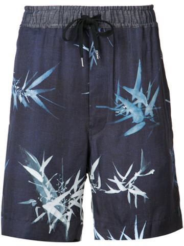 F.s.z - Bamboo Pattern Easy Shorts - Men - Rayon - M, Blue, Rayon