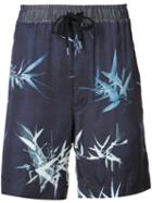 F.s.z - Bamboo Pattern Easy Shorts - Men - Rayon - M, Blue, Rayon