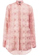 Ann Demeulemeester Embroidered Button Shirt - Pink & Purple