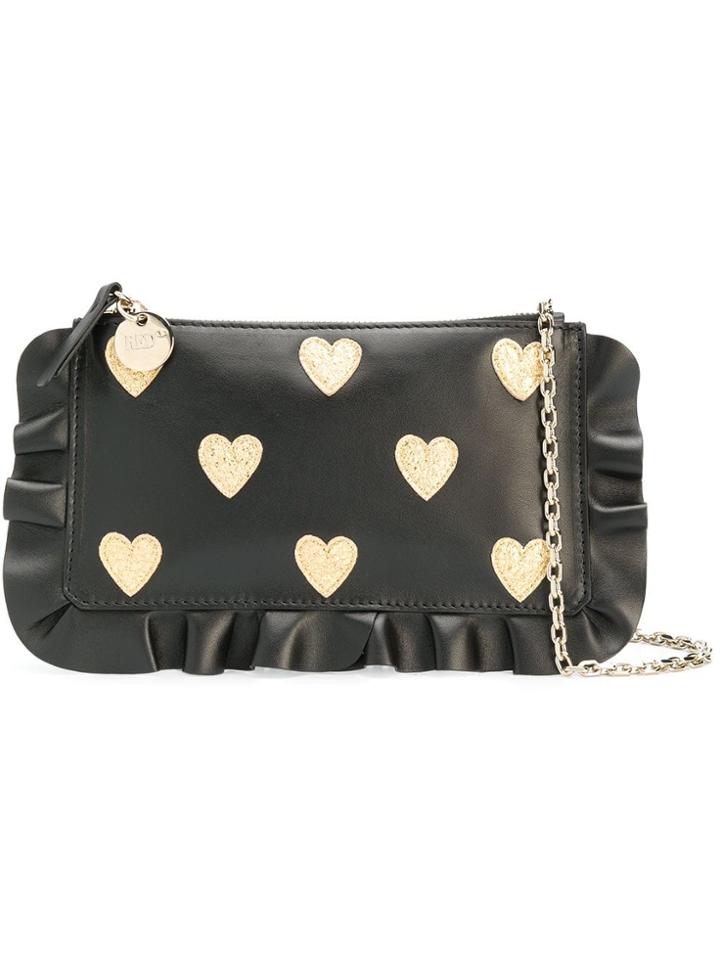 Red Valentino Heart Clutch Bag - Black