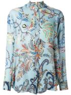Etro Floral Print Shirt, Women's, Size: 46, Blue, Silk
