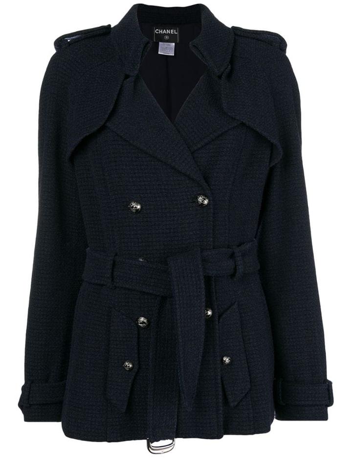 Chanel Pre-owned Double-breasted Belted Coat - Blue