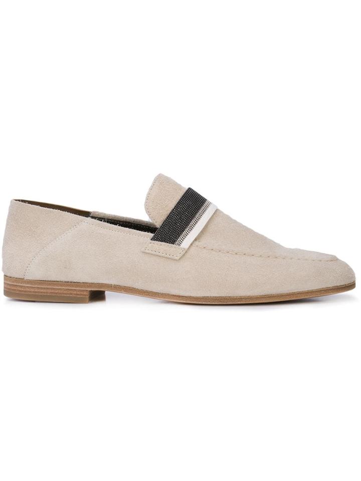 Brunello Cucinelli Metallic Strap Loafers - Neutrals
