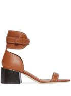 Burberry Gold-plated Detail Leather Block-heel Sandals - Brown