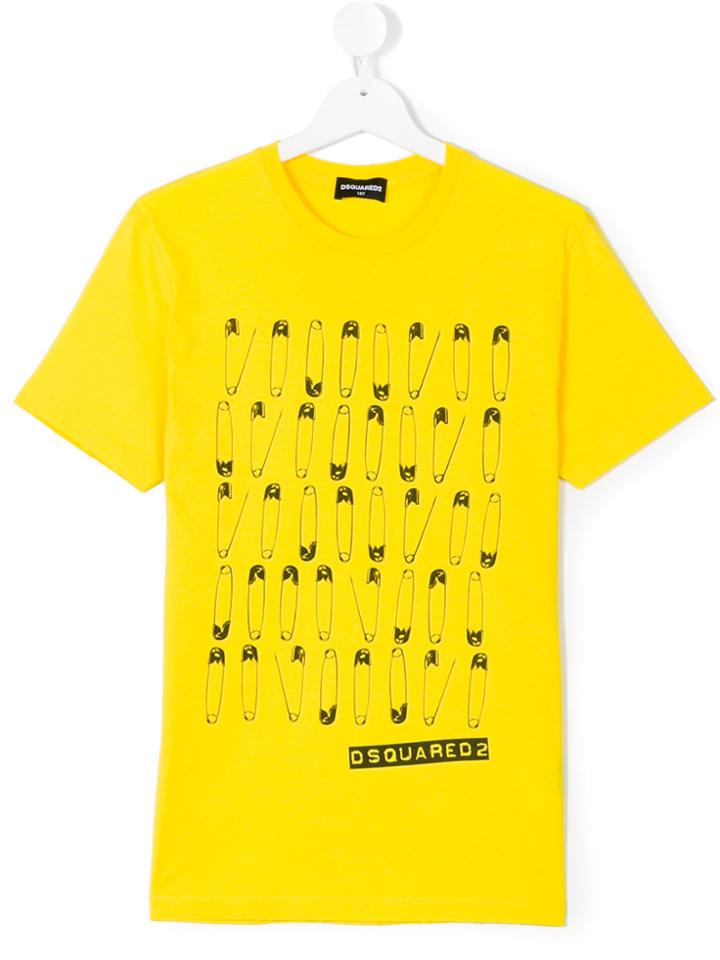 Dsquared2 Kids Safety Pin Printed T-shirt - Yellow & Orange