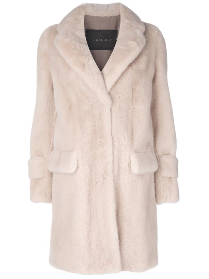 Blancha - Flap Pockets Fur Coat - Women - Cotton/mink Fur/viscose/merino - 38, Nude/neutrals, Cotton/mink Fur/viscose/merino