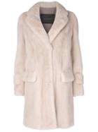Blancha - Flap Pockets Fur Coat - Women - Cotton/mink Fur/viscose/merino - 38, Nude/neutrals, Cotton/mink Fur/viscose/merino