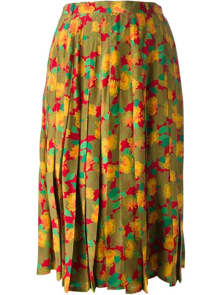 Jean Louis Scherrer Vintage Floral Pleated Skirt