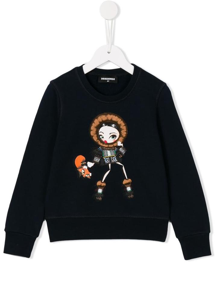 Dsquared2 Kids Girl Print Sweatshirt, Size: 8 Yrs, Blue
