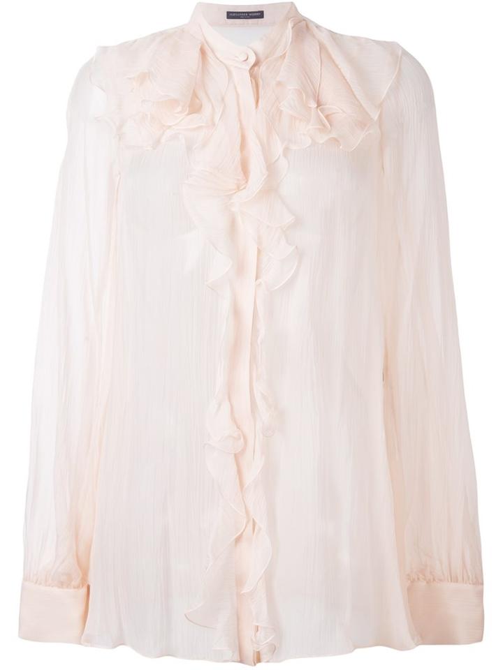 Alexander Mcqueen Ruffled Blouse, Women's, Size: 40, Nude/neutrals, Silk