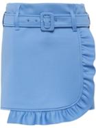 Prada Belted Ruffle Mini Skirt - Blue