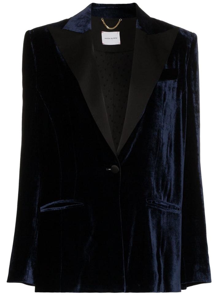 Magda Butrym Madgeburg Embellished Velvet Trench Coat - Blue