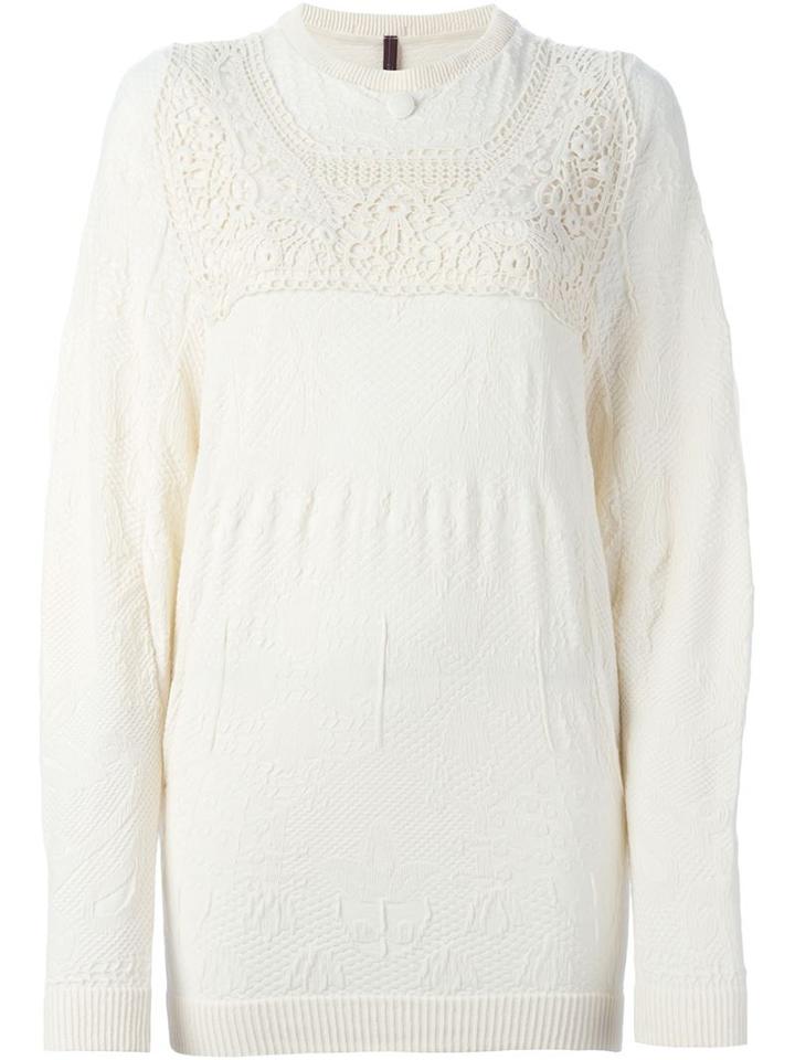 High Woven Lace Sweater, Women's, Size: Small, Nude/neutrals, Cotton/polyamide/spandex/elastane