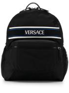 Versace Logo Patch Backpack - Black