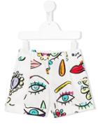 Moschino Kids Face Print Shorts, Girl's, Size: 12 Yrs, White