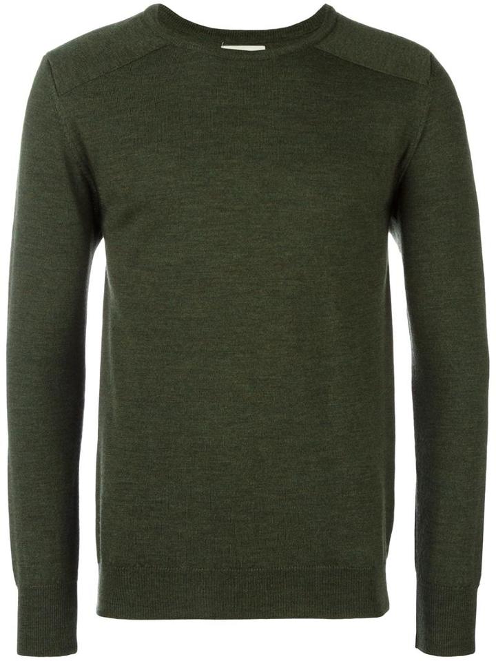 Oliver Spencer 'blade' Crew Neck Jumper, Men's, Size: Small, Green, Merino