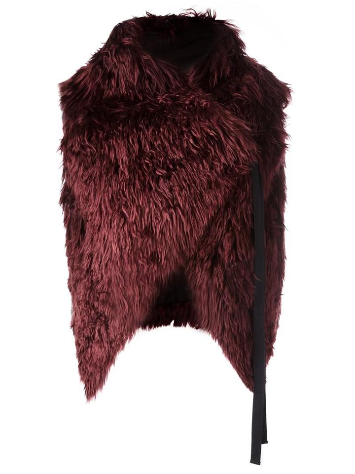 Ann Demeulemeester Wide Scarf, Women's, Size: 34, Red, Cotton/rayon/lama Fur
