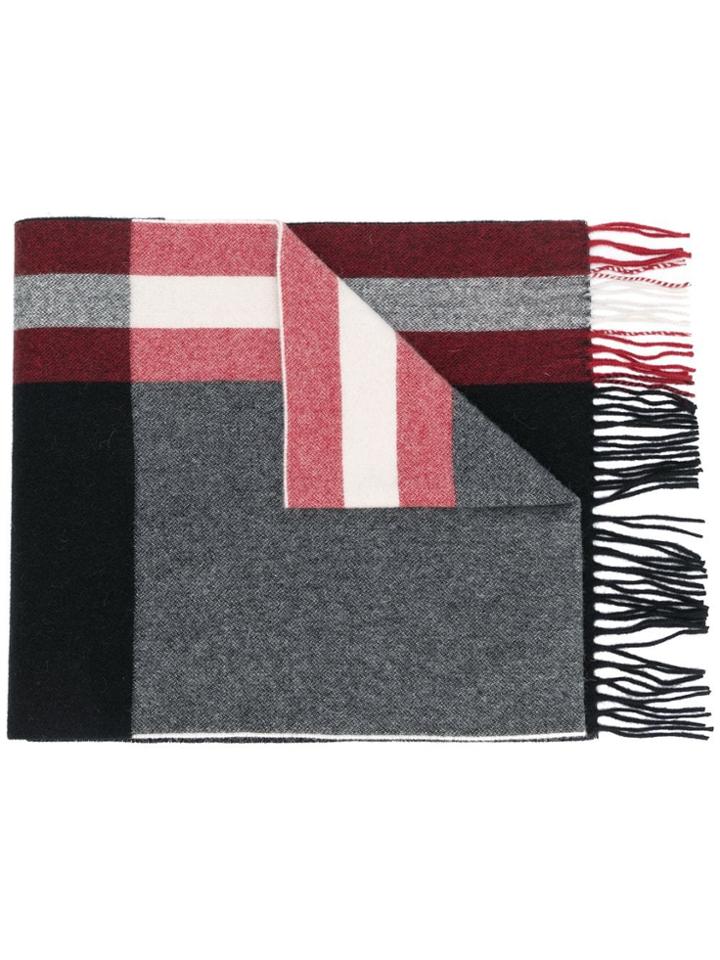 Bally Fringed Check Scarf - Black