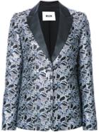 Msgm Metallic Floral Jacquard Dinner Jacket, Women's, Size: 44, Black, Polyester
