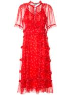 Lee Mathews Poppy Crinkle Georgette Dress - Red