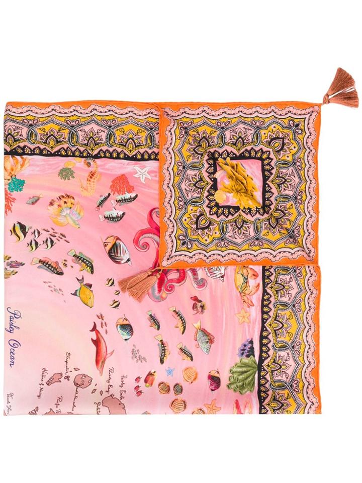 Etro Fish Print Scarf - Orange