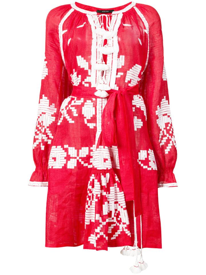 Vita Kin Ethnic Midi Dress - Red