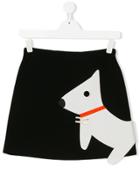 Elisabetta Franchi La Mia Bambina Teen Dog Applique Skirt - Black