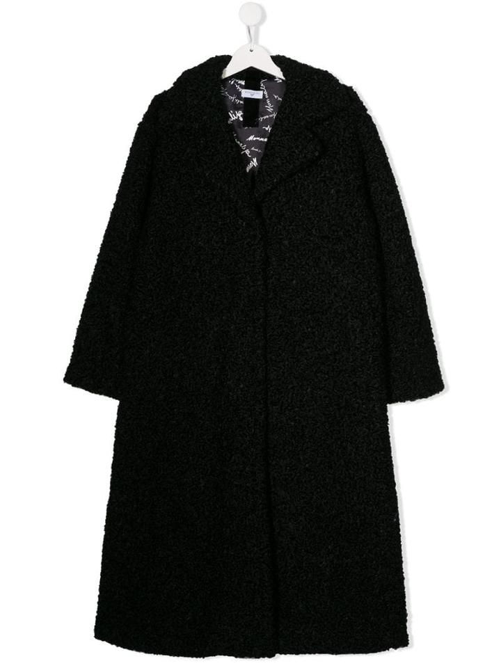 Monnalisa Teen Faux-shearling Coat - Black