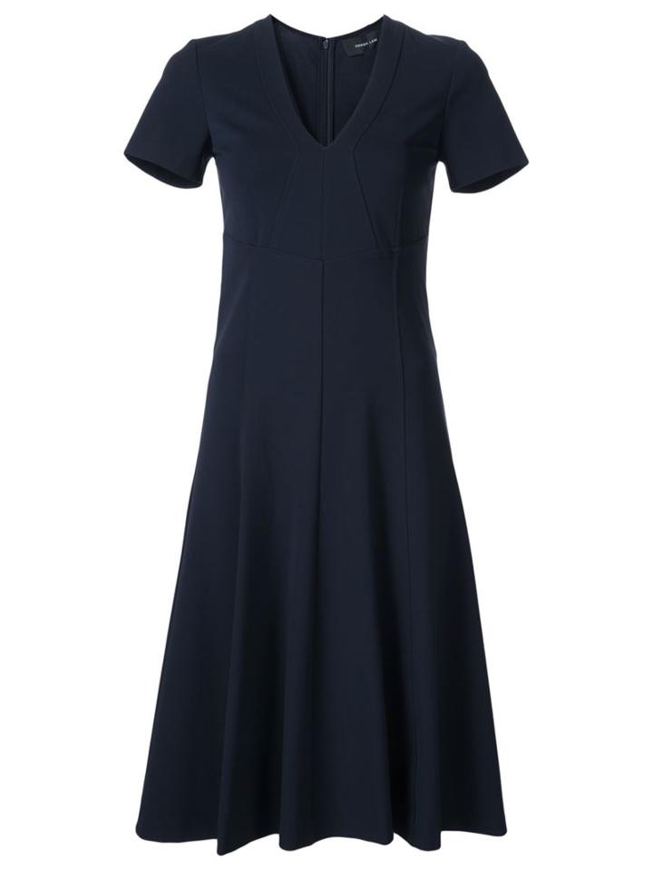 Derek Lam Flared V-neck Dress, Women's, Size: 44, Black, Viscose/polyamide/spandex/elastane