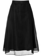 Thom Browne Lace-up Back A-line Skirt In Soft Tulle - Black