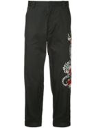 Ports V Embroidered Trousers - Black