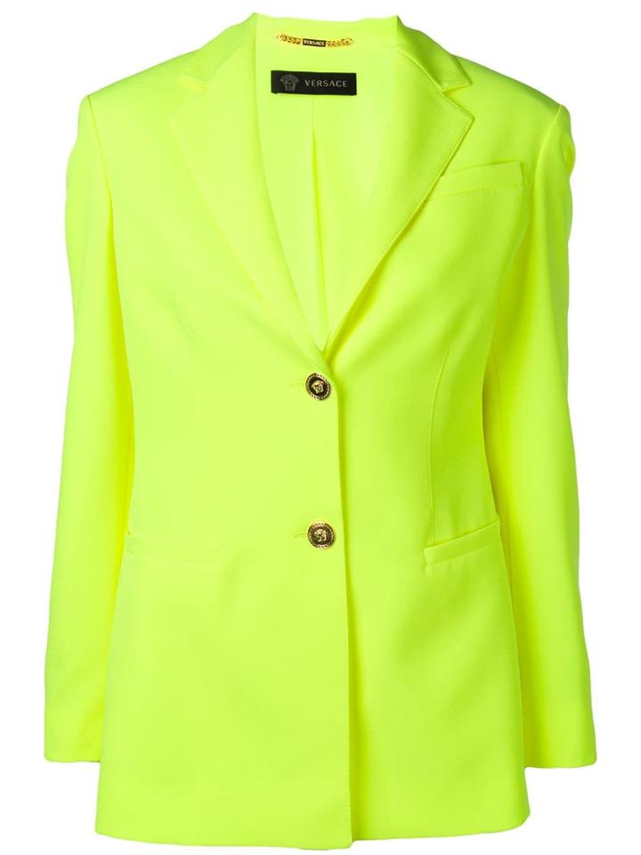 Versace Embossed Button Blazer - Yellow
