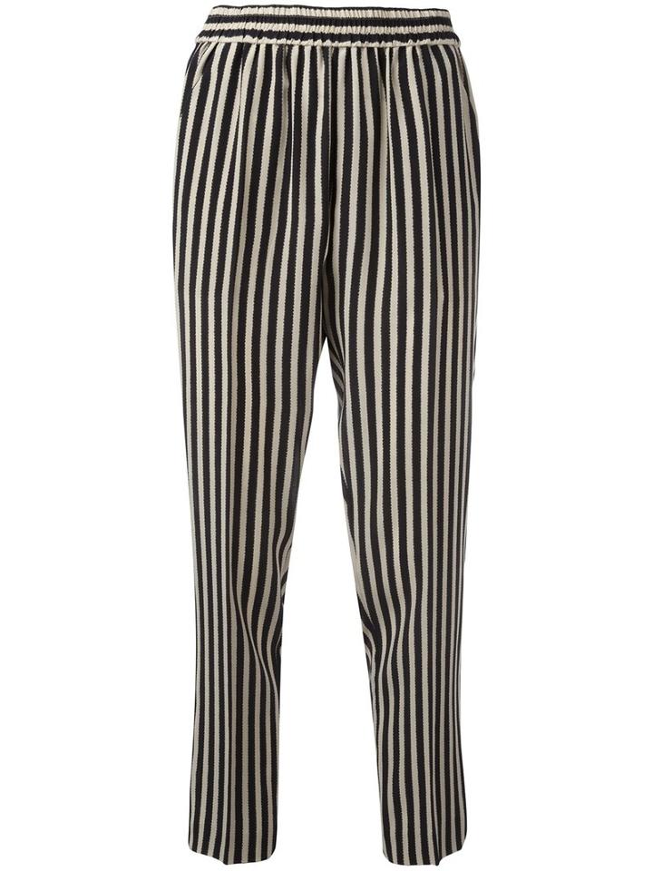 Etro Striped Cropped Trousers, Women's, Size: 40, Black, Silk