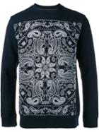 White Mountaineering Paisley Embroidery Sweatshirt, Men's, Size: 4, Blue, Cotton