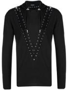 Balmain Lace-up Detail Hoodie - Black