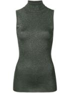 Brunello Cucinelli Lamé Turtleneck Tank Top - Green